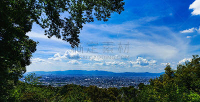 京都市,夏天,晴朗,都市风景,全景,地形,白昼,商务,城镇景观,著名景点