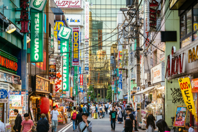 新宿区,东京,街道,商务,城市生活,无法辨认的人,曙暮光,黄昏,步行道路