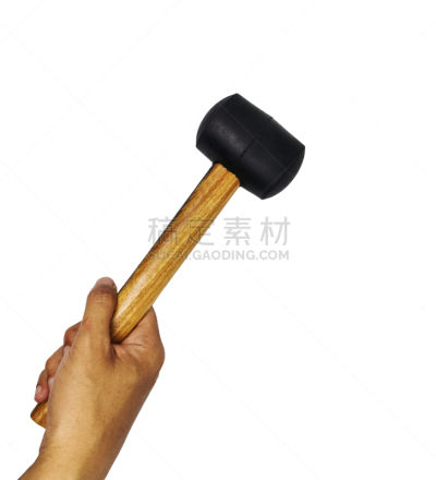 木制,把手,槌棒,橡胶,分离着色,头球,白色背景