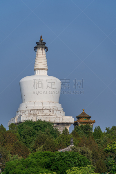 北海公园,白塔,地形,户外,夏天,白色,蓝色,远古的