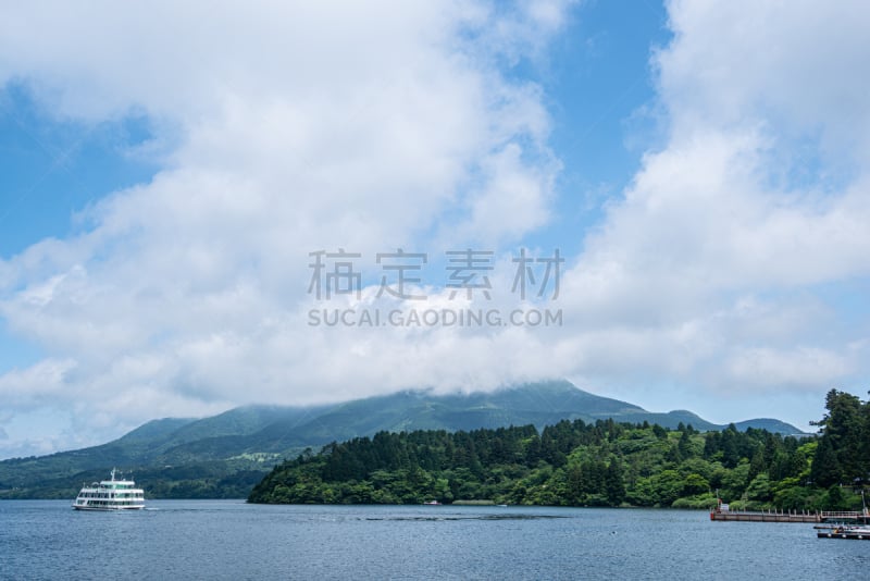 湖,天空,雾,箱根园,船,环境,雪,著名景点,富士山,鸟居