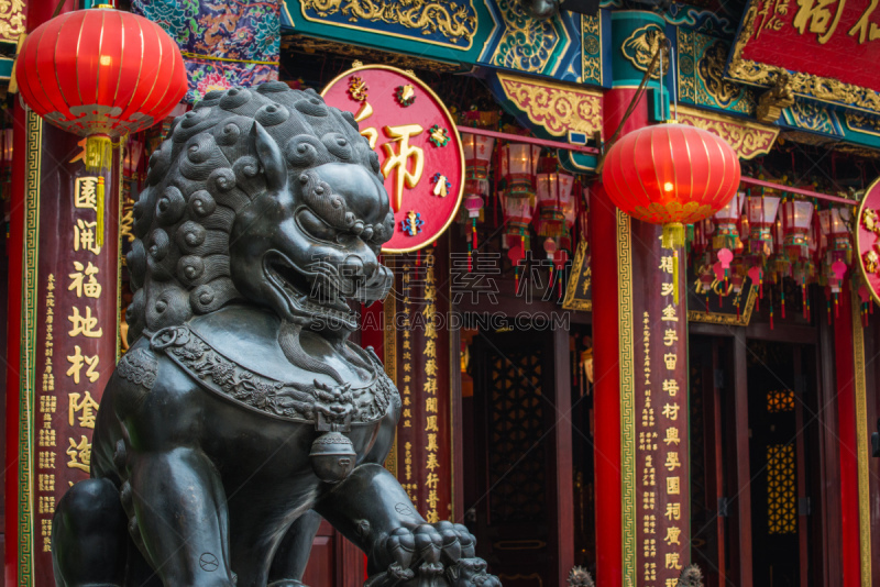 寺庙,佛教,亚洲,舞狮服装,图像,狮子,著名景点,无人,中国,旅游目的地