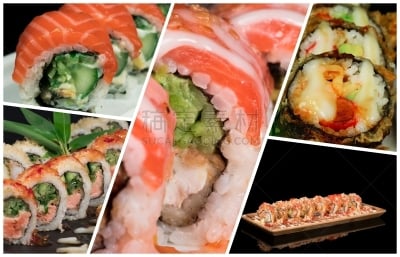 寿司,抽象拼贴画,与众不同,饮料,蔬菜,菜单,装饰菜,多样,日本食品,食品