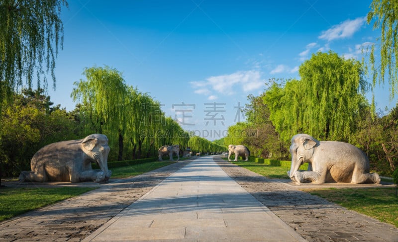 明十三陵,象,白色,大理石,中国文化,雕像,皇室