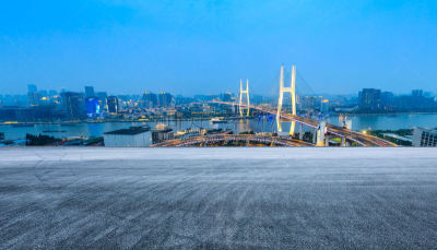 南浦大桥,上海,空的路,室内过夜,沥青,汽车,交通,地板,黄昏,公路