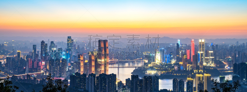 现代,重庆,夜晚,水,高视角,滨水,都市风景,地形,建筑业,著名景点
