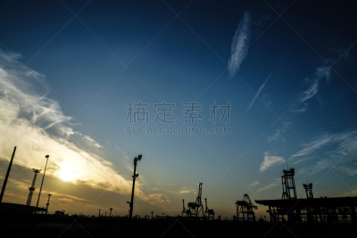 海港,横滨,夜晚,起重机,动物群,船,货船,商用码头,城镇景观,港务局