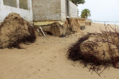 Erosion of sand, soil and foundations along Ocean Park beach in San Juan Puerto Rico after Hurricane María