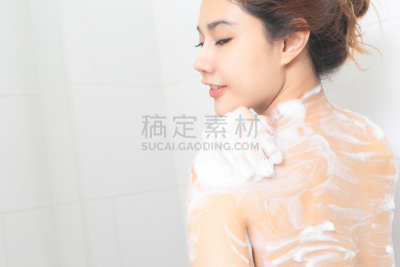 女人,泡泡浴,幸福,湿,舒服,肖像,一个人,泰国,时装模特,人的脸部