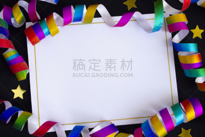 请柬,色彩鲜艳,缎带,周年纪念,卷着的,事件,贺卡,席次牌,边框,新年前夕