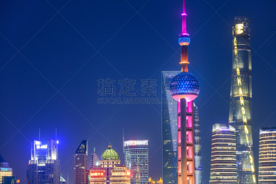 黄昏,都市风景,上海,航拍视角,技术,现代,商业金融和工业,东方明珠塔,户外,建筑