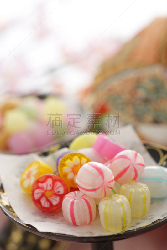 色彩鲜艳,日本,传统,糖果店,果冻,日本点心,珊瑚色,橙色,皱霰,传统节日