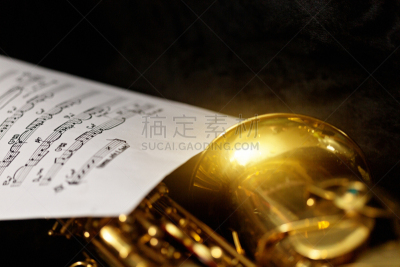 闪亮的,乐谱,萨克斯,黄金,音乐,铜管乐器,管乐器,部分,暗色,五线谱