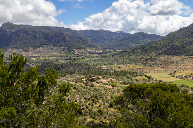 北,马略卡,地形,sierra de tramuntana,puerto de soller,云,地中海,岩石,夏天,户外