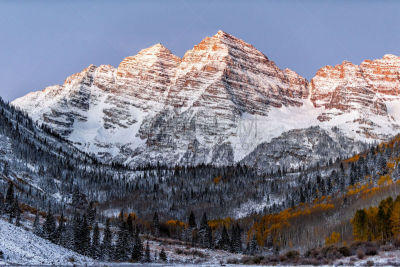 玛尔露恩贝尔峰,科罗拉多州,雪,日光,阿斯彭,风景,冬天,黄色,秋天,日出