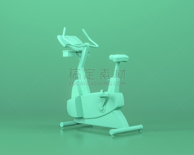 单色调,健身房,青绿色,彩色背景,健身车,三维图形