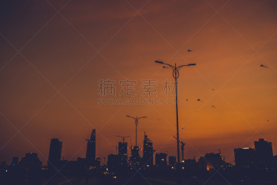 胡志明市,风筝,日落