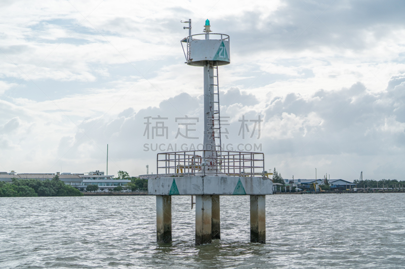 海洋,古老的,系船柱,在边上,船,疤,海峡,定界线,云,泰国