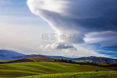 托斯卡纳区,山,云景,自然美,在上面