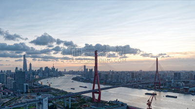 云,黄浦江,都市风景,全景,杨浦大桥,上海,航拍视角,船,横截面,云景