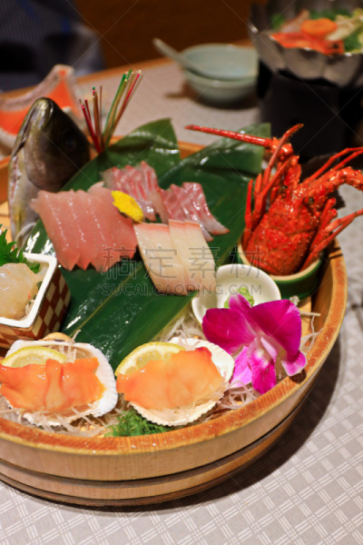 叶子,生食,盘子,生鱼片,鱼类,光,日本食品,日本,个性
