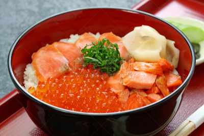 三文鱼,饭碗,日本,鱼卵,在上面,格子烤肉,盐渍食品,清新,日本食品,食品