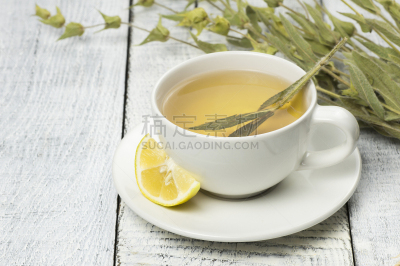 杯,乡村风格,木制,白色,草本,花茶,叶子,茶,热饮,柠檬