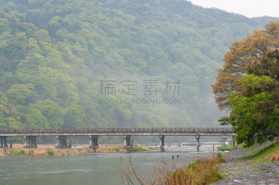 岚山,渡月桥,河流,桂离宫,黄昏,图像,著名景点,京都市,无人,京都府
