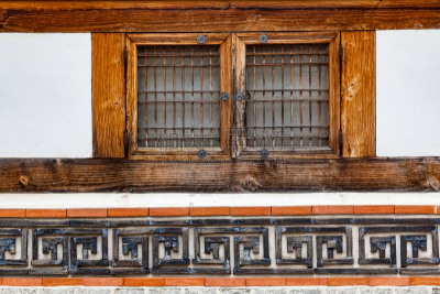 This beautiful brick ornament is from Bukchon Hanok Village, a traditional Korean village in Seoul, South Korea, 37°34'59.32" N 126°58'59.908" E