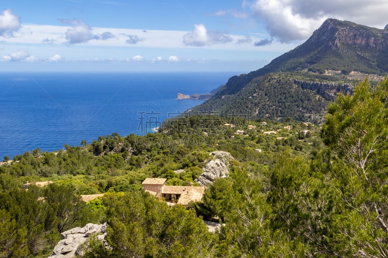 北,马略卡,地形,sierra de tramuntana,puerto de soller,云,地中海,岩石,夏天,户外