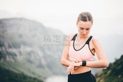 女人,表,健康,夏天,山脊,运动,技术,街道,便携式信息设备