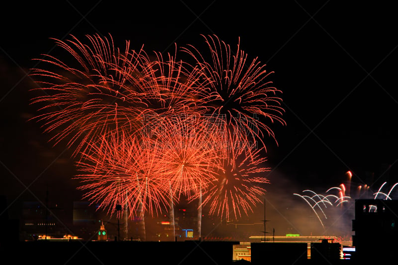 夜晚,拿着,烟花秀,祖国华诞60周年,洞,色彩鲜艳,三维图形,星系,闪光灯照明