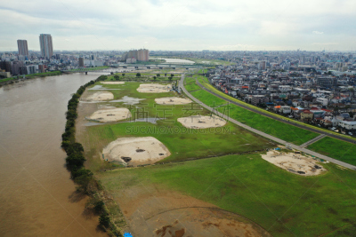 江户川,倾盆大雨,湿,防洪堤,环境,河流,水灾,夏天,户外,城市