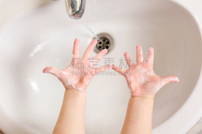 肥皂泡,儿童,手掌,出示,洗手
