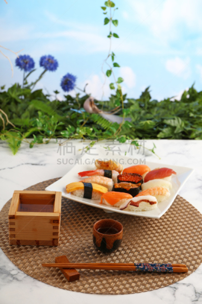 寿司,日本青酒,饮料,含酒精饮料,清新,枡,食品,米,海老寿司,卵