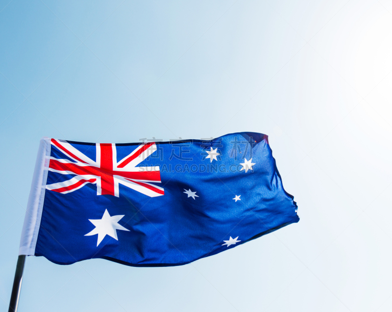 天空,蓝色,法定假日,一个物体,纺织品,彩色背景,australia day,云,澳大利亚文明,杆
