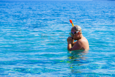 海洋,浮潜,管子,男人
