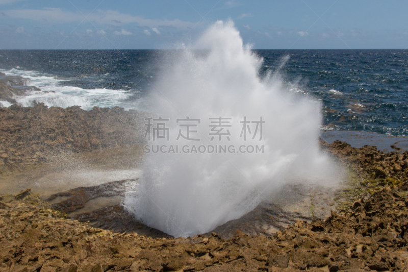 海洋,喷潮口,暴力,洞,风,热带气候,呼吸孔,浓烟,海岸线,户外