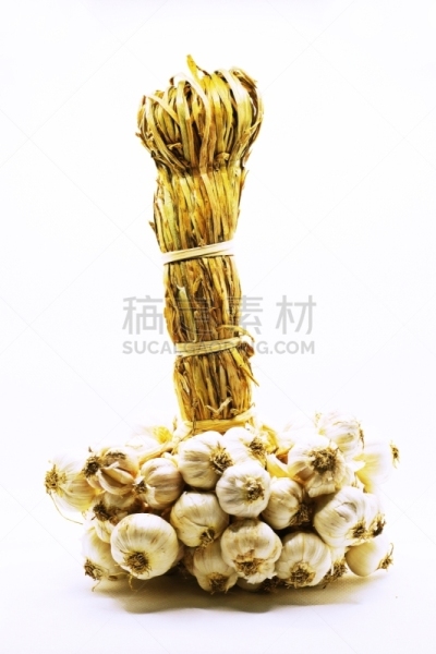 大蒜,白色背景,串