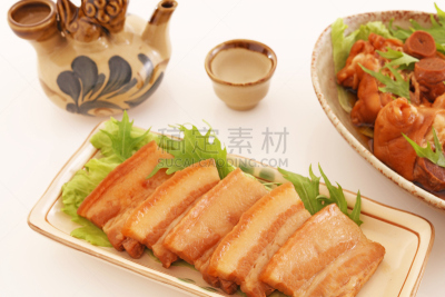 食品,肉制品,餐具,炖品,快餐车,工艺品,冲绳县,晚餐,白色背景,健康食物