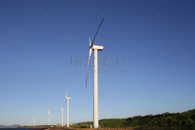 风轮机,天空,蓝色,背景,风,环境,云,环境保护,自然现象,能源