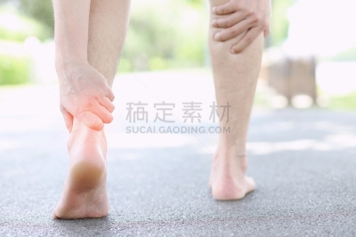 痛苦,足,踝,慢跑,修改系列,运动,泰国,白色