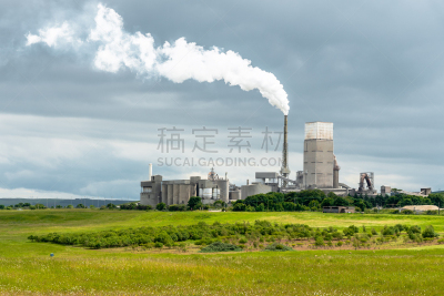 工厂,天空,地形,风景,农业,云,草,浓烟,暴风雨,水泥厂