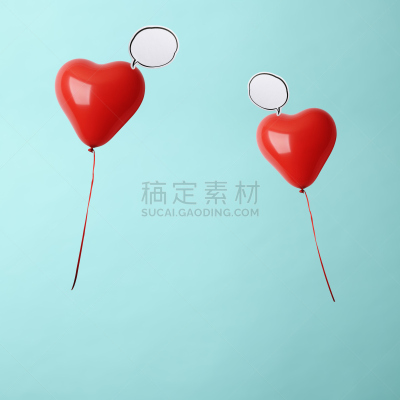 红色,心型,对话气泡框,气球,空白的,两个物体,形状,华丽的,事件,思想气泡框