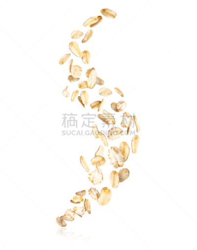 白色背景,燕麦,冻结的,分离着色,飞