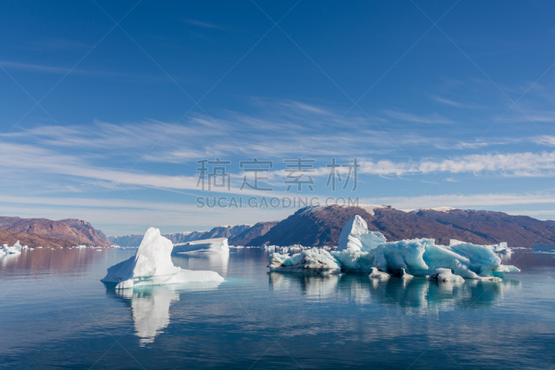 峡湾,水,格陵兰,金色,宁静,钟面,天气,冰山,晴朗,反射