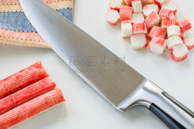 成分,炊具刀,沙拉,尖利,白色,海产,健康食物,螃蟹,鱼浆,完整