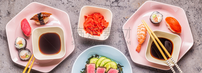 传统,桌子,日本食品,生姜,蔬菜,菜单,寿司,清新,多样,食品
