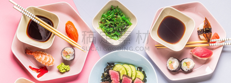 传统,桌子,日本食品,生姜,蔬菜,菜单,寿司,清新,多样,食品
