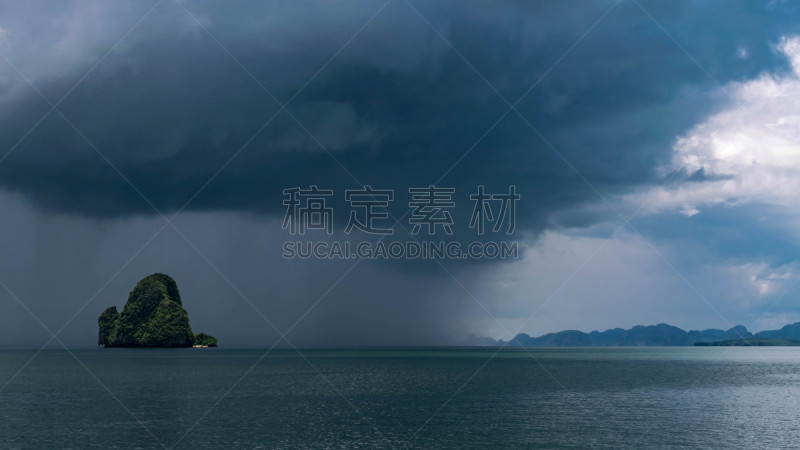 海洋,雨,岛,小的,在上面